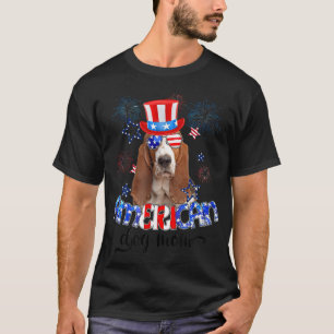 Camiseta Funny Basset Hound con gafas de sol Bandera de Est