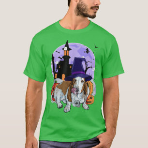 Camiseta Funny Basset Hound Dog Halloween Witch Pumpkin 