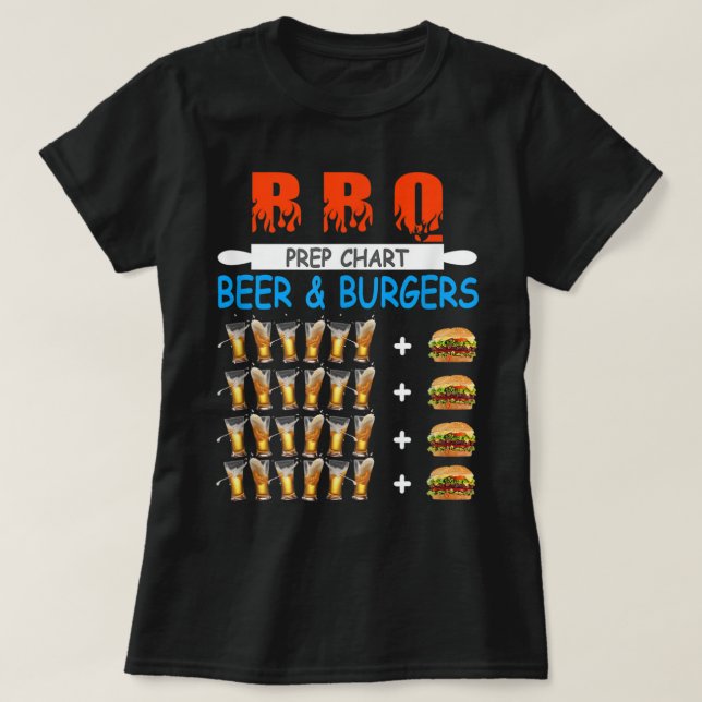 Camiseta Funny BBQ Beer to Burger Ratio Conversion Prep Cha (Diseño del anverso)