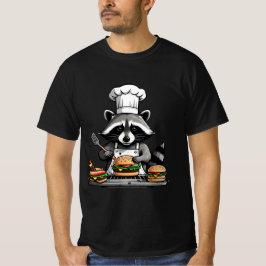 Camiseta Funny BBQ Raccoon Flipping Burgers
