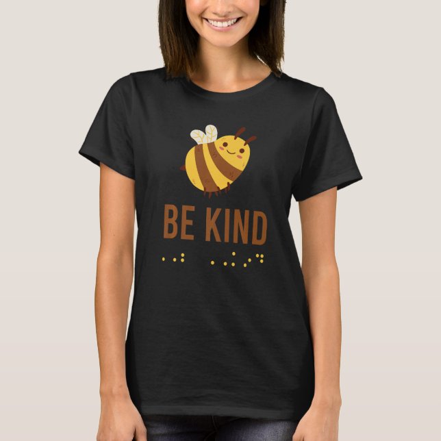 Camiseta Funny Be Kind Sign Braille Language Bee Graphic Ye (Anverso)