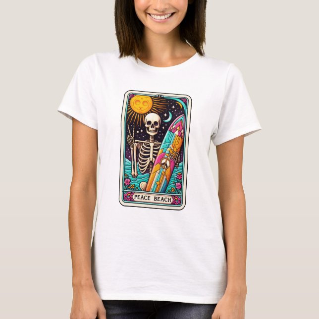 Camiseta Funny Beach Peace Beach Skeleton Tarot (Anverso)