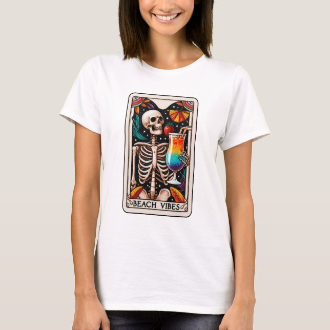 Camiseta Funny Beach Vibes Skeleton Tarot (Anverso)