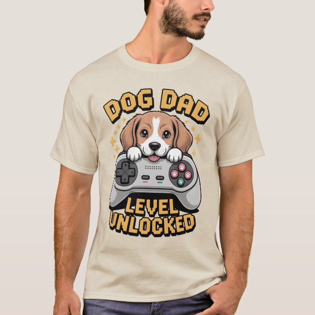 Camiseta Funny Beagle Dog Dad Level Unlocked Gamer Graphic (Anverso)