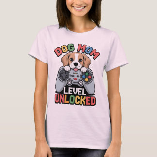 Camiseta Funny Beagle Dog Mom Level Unlocked Video Gamer