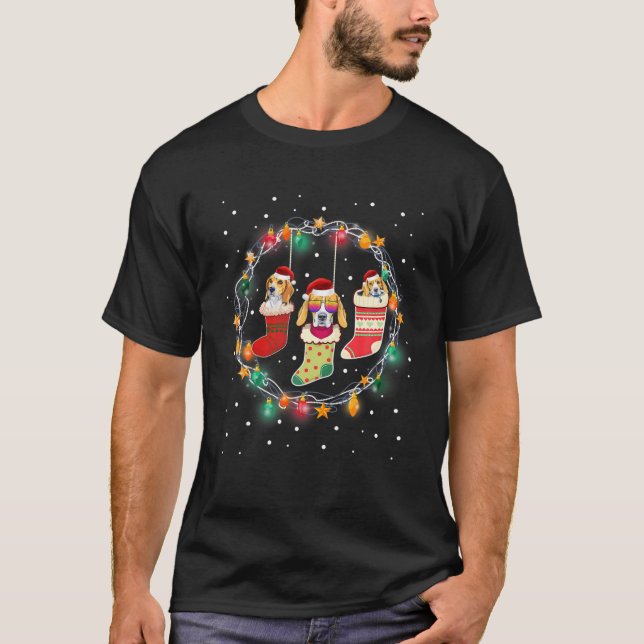Camiseta Funny Beagle Navidades enciende luces navideñas pa (Anverso)