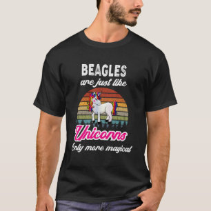 Camiseta Funny Beagles Design Retro Unicorn Vintage Sunset