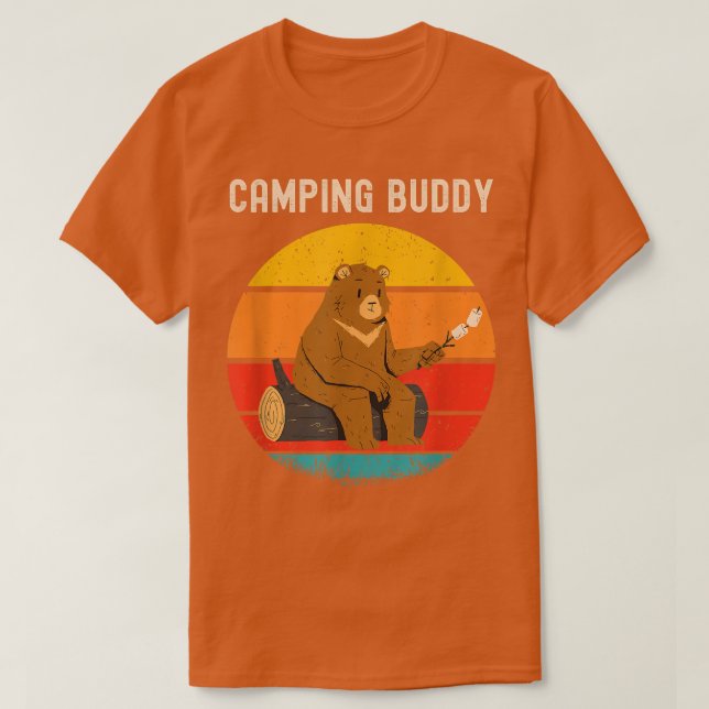Camiseta Funny Bear Camping Buddy Retro Vintage Sunset (Diseño del anverso)