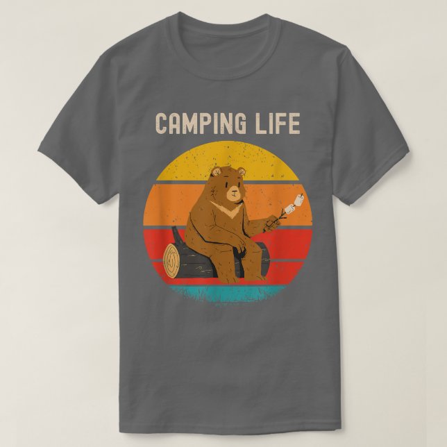 Camiseta Funny Bear Camping Retro Vintage Sunset (Diseño del anverso)