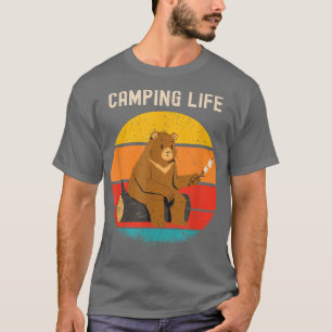 Camiseta Funny Bear Camping Retro Vintage Sunset
