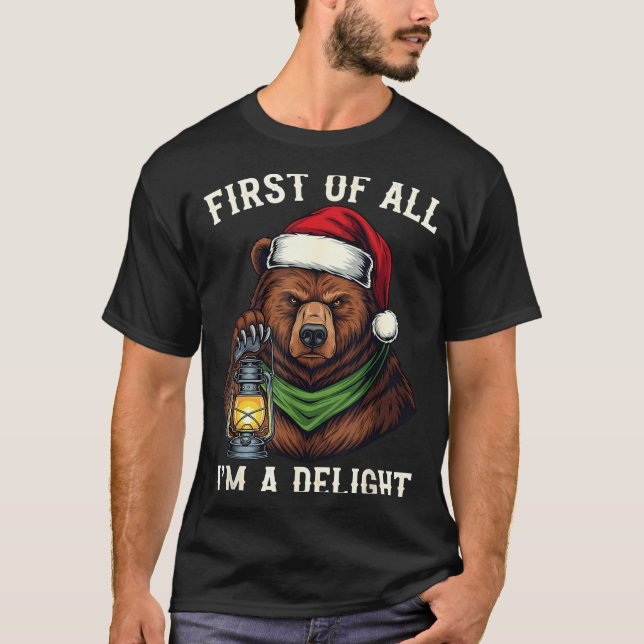 Camiseta Funny Bear First Of All I'm A Delight Merry Christ (Anverso)