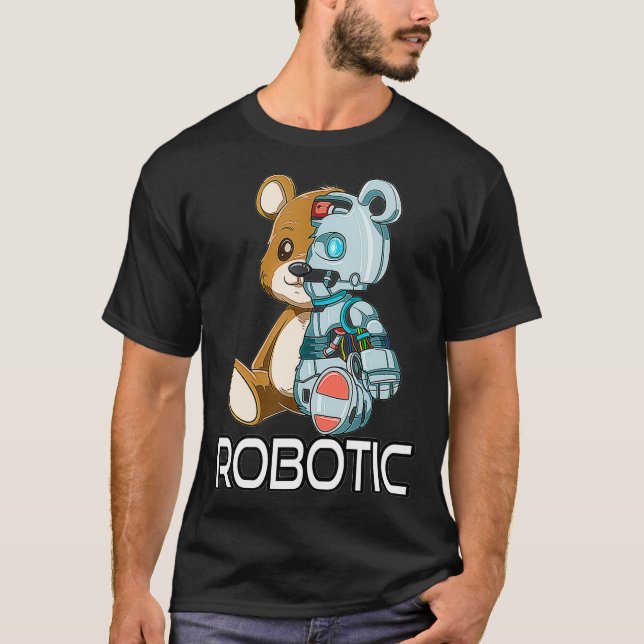 Camiseta Funny Bear Robot Robotic Cuddling Cyborg  (Anverso)