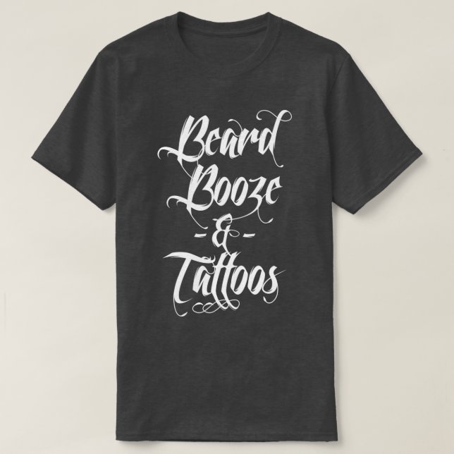 Camiseta Funny Beard Booze Tattoos Men Alcohol Dad Gifts pr (Diseño del anverso)