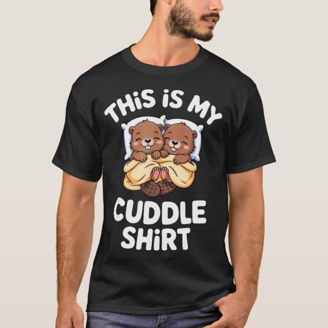 Camiseta Funny Beaver Couple This Is My Cuddle  (Anverso)