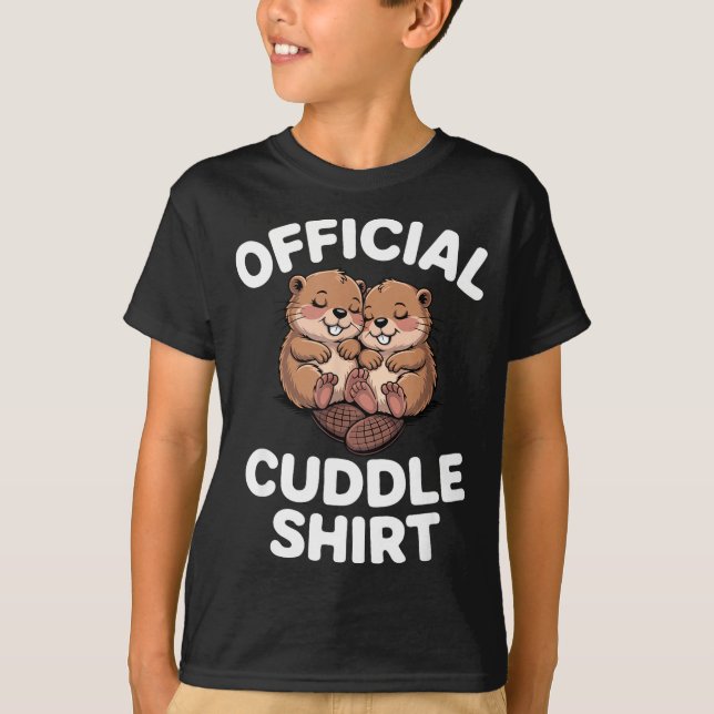 Camiseta Funny Beavers Hugging Cuddle  (Anverso)