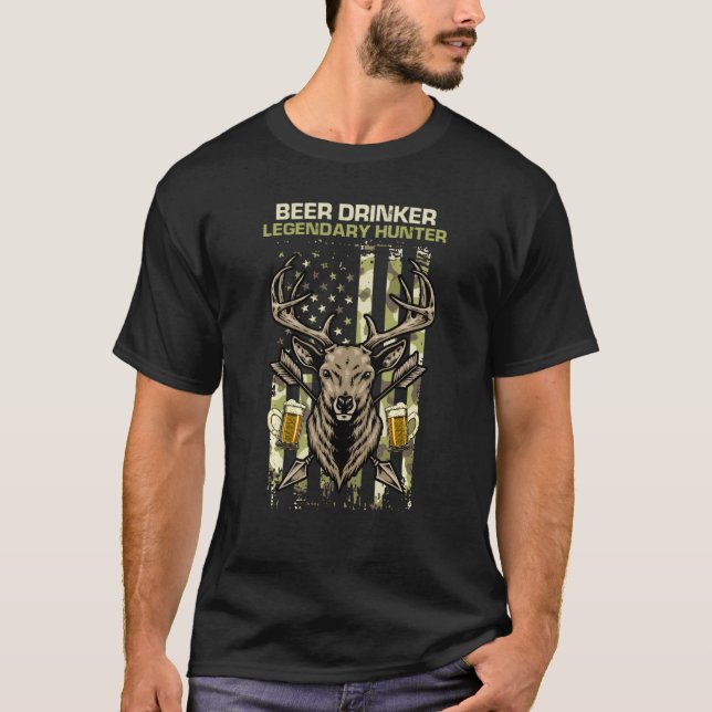 Camiseta Funny Beer Drinker Legendario Hunter Camouflage Am (Anverso)