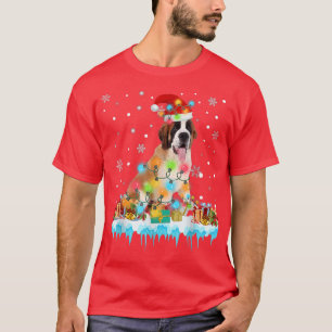 Camiseta Funny Bernard Dog Tree Christmas Lights Xmas Pajam