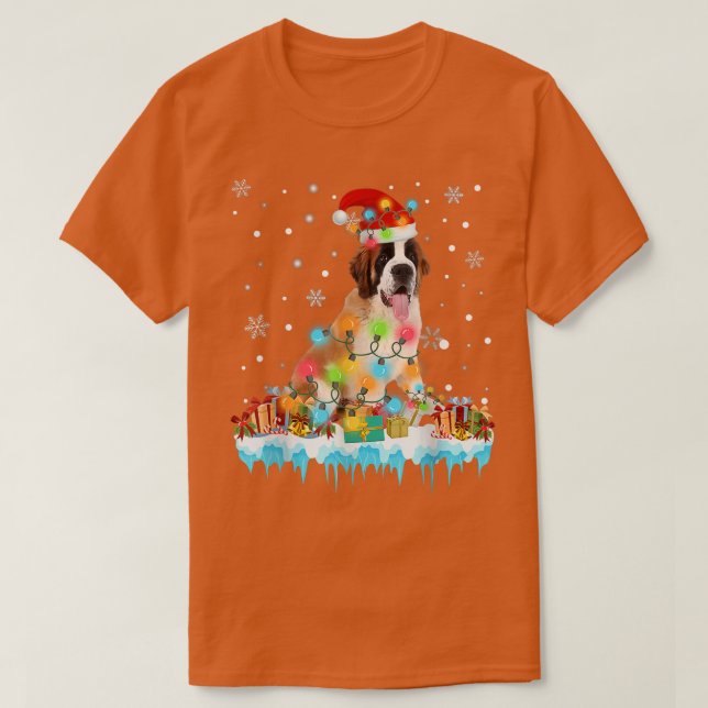 Camiseta Funny Bernard Navidades de árboles de perro alumbr (Diseño del anverso)