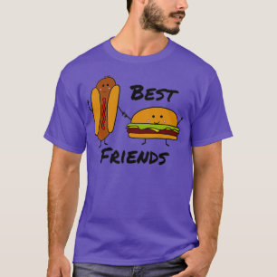 Camiseta Funny Best Friends Hotdog y Hamburger