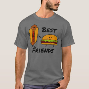 Camiseta Funny Best Friends Hotdog y Hamburger Premium