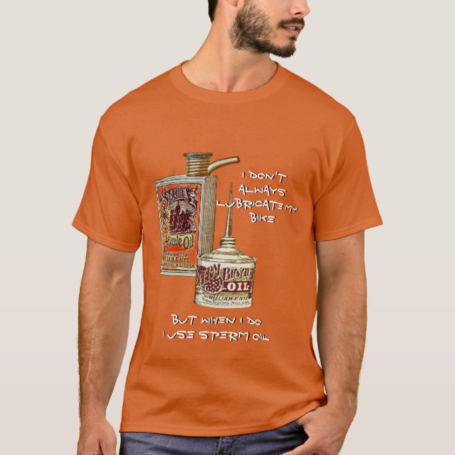 Camiseta Funny Bicicleta Vintage Sperm Oil Cans Bicycling (Anverso)