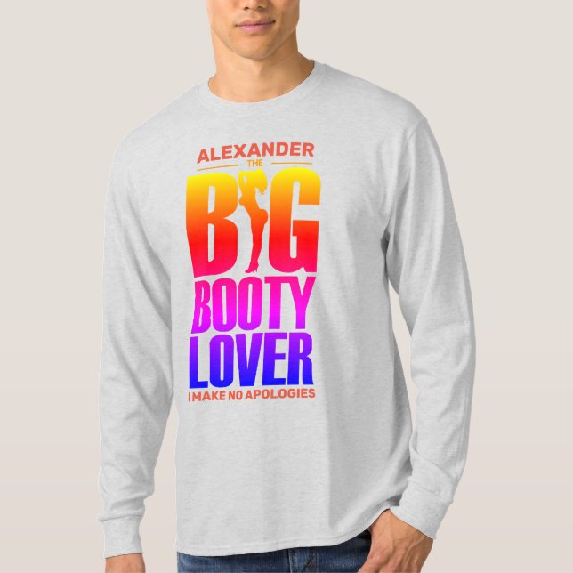 Camiseta FUNNY Big Booty Lover Gradient Spectrum con nombre (Anverso)