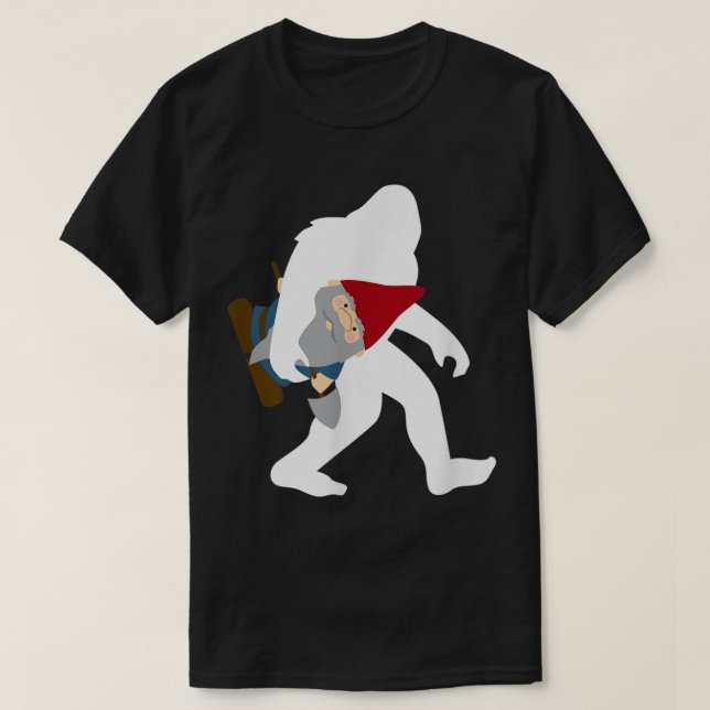 Camiseta Funny Bigfoot Carrying Gnome Design (Diseño del anverso)