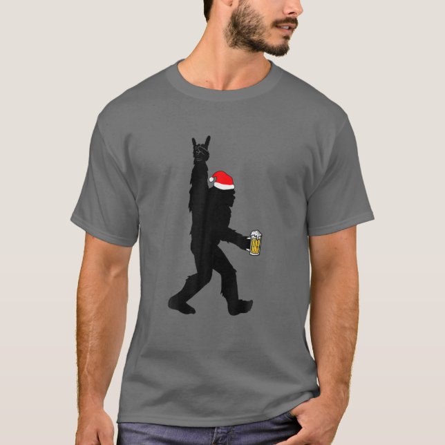 Camiseta Funny Bigfoot Navidades Rock Santa Bigfoot Sasquat (Anverso)