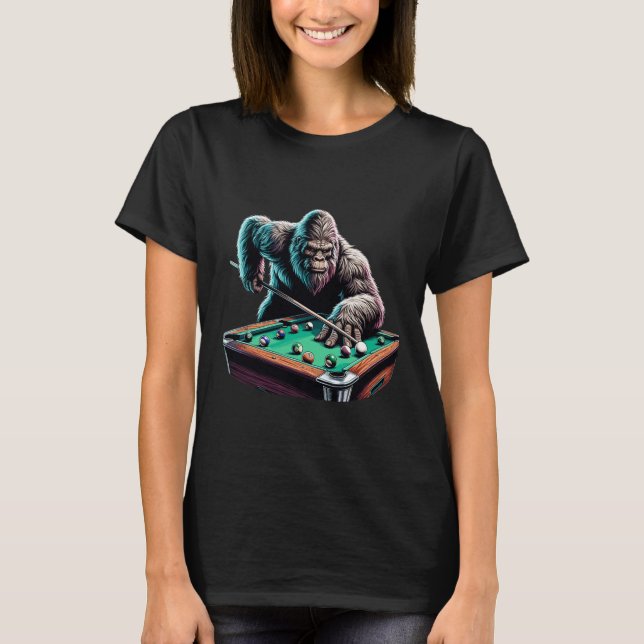 Camiseta Funny Bigfoot Sasquatch Billiards Pool Player Homb (Anverso)