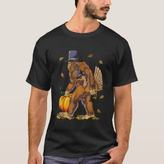 Camiseta Funny Bigfoot Sasquatch Calabaza de peregrino Turq