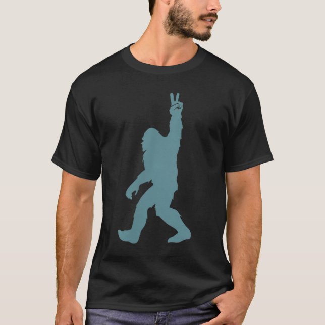 Camiseta Funny Bigfoot Sasquatch Peace Sign Big Foot Squatc (Anverso)