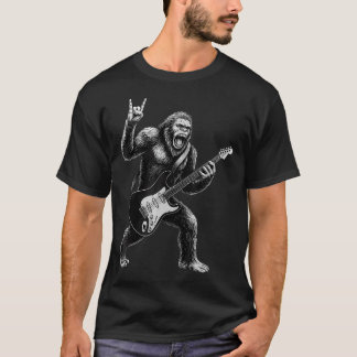 Camiseta Funny Bigfoot Sasquatch Playing Guitar Rock And Ro
