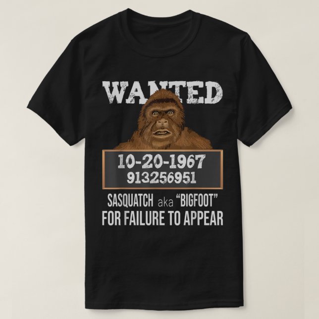 Camiseta Funny Bigfoot Wanted Poster Design (Diseño del anverso)