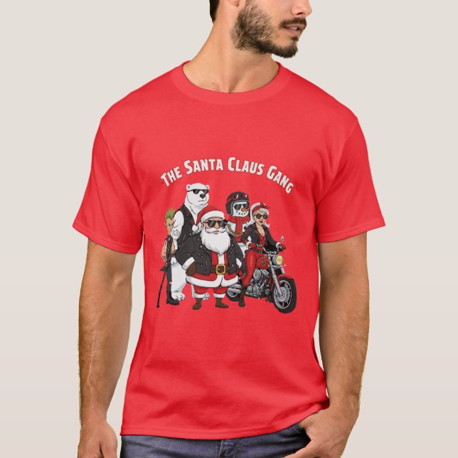 Camiseta Funny Biker Santa Claus Gang | Rock and Roll (Anverso)