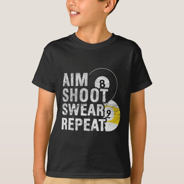 Camiseta Funny Billiards Aim Shoot Swear (Anverso)
