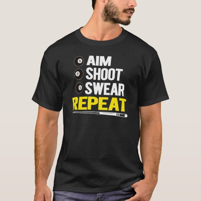 Camiseta Funny Billiards Pool Jugadores Apuntan A Disparar  (Anverso)