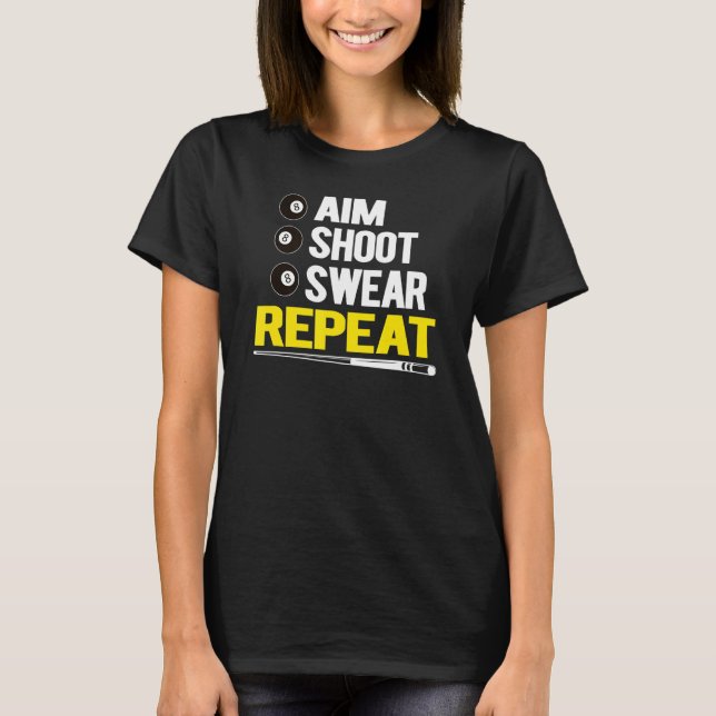 Camiseta Funny Billiards Pool Jugadores Apuntan A Disparar  (Anverso)