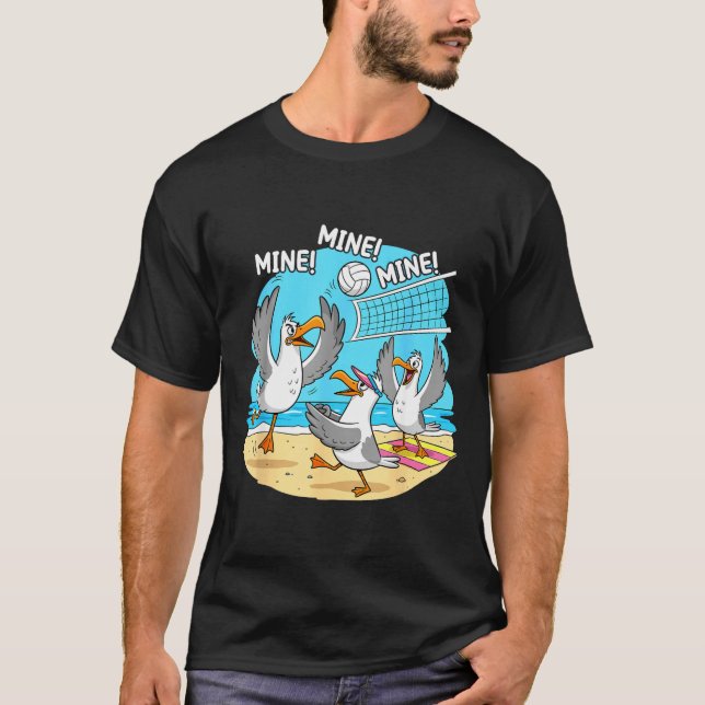 Camiseta Funny Bird Playing Volleyball Mine Game Day Vibes  (Anverso)