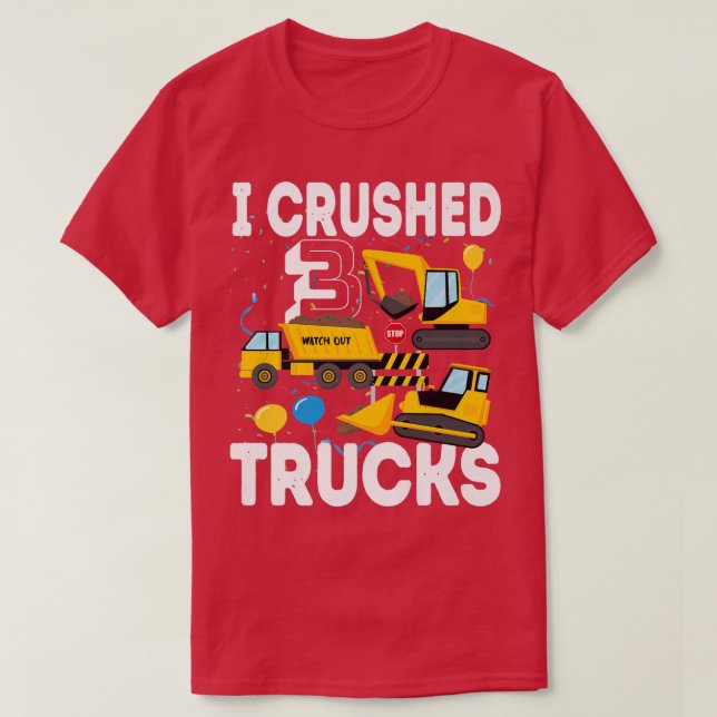 Camiseta Funny Birthday Boy 3 Party Balloons Construction T (Diseño del anverso)