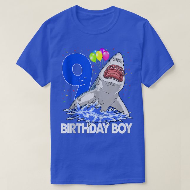 Camiseta Funny Birthday Boy 9 Shark TeeWomen Celebration Gi (Diseño del anverso)