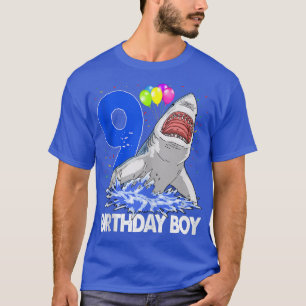 Camiseta Funny Birthday Boy 9 Shark TeeWomen Celebration Gi
