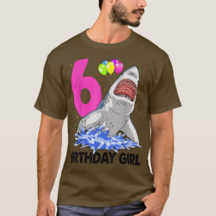 Camiseta Funny Birthday Girl 6 Shark s Women Celebration Gi