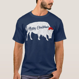 Camiseta Funny Bison Animal Lover Santa Hat Bison Christmas