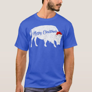 Camiseta Funny Bison Animal Lover Santa Hat Bison Navidades