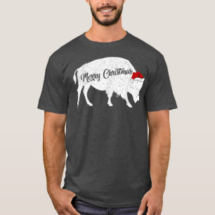 Camiseta Funny Bison Animal Lover Santa Hat Bison Navidades