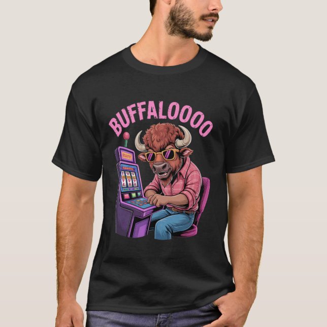 Camiseta Funny Bison Slot Machine Player Retro Buffalooo Ca (Anverso)