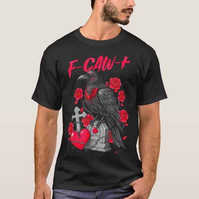 Camiseta Funny Black Bird F-caw-f Anti Valentines Day Singl (Anverso)