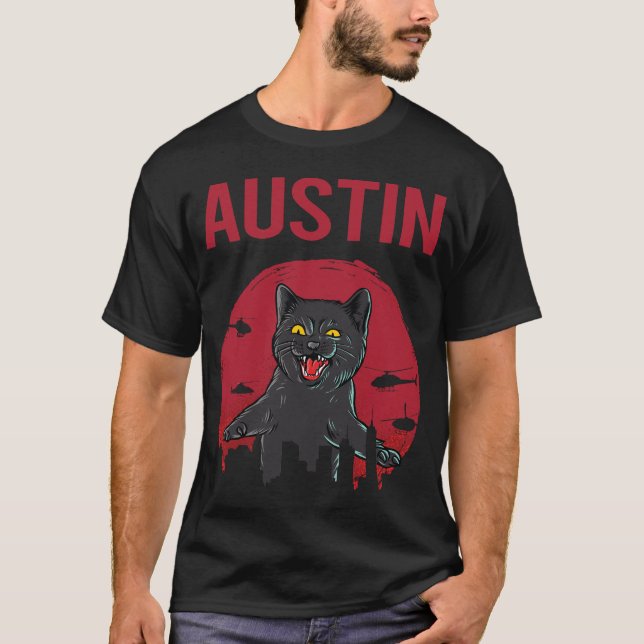 Camiseta Funny Black Cat Austin (Anverso)