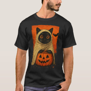 Camiseta Funny Black Cat Halloween Calabaza Fantasma Cos