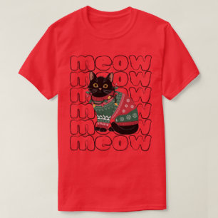 Camiseta Funny Black Cat Navidades